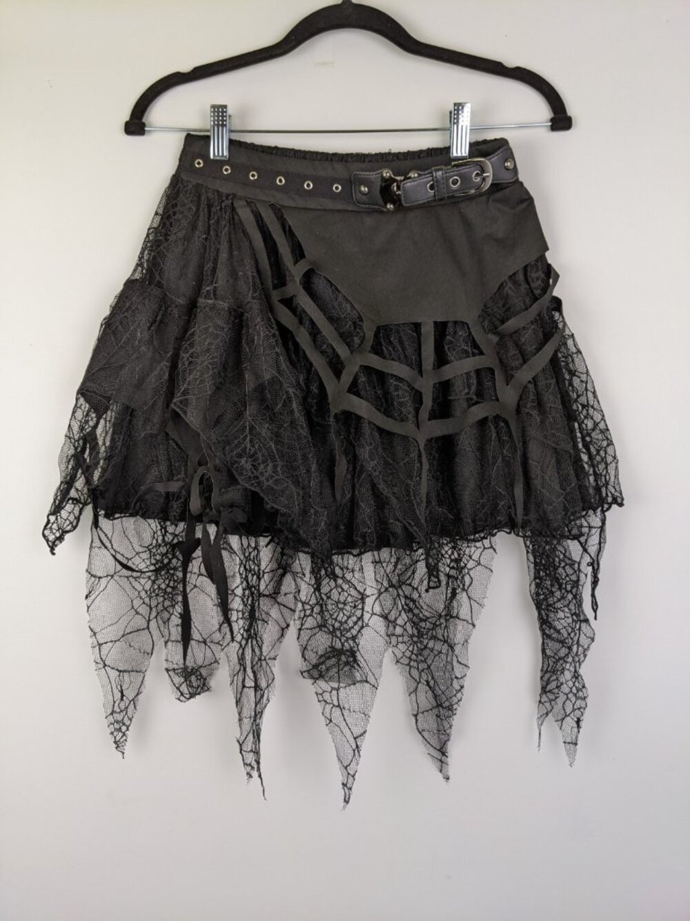 Dark In Love Goth Mini Skirt Black Spider Webs Vamp Size Medium New NWT